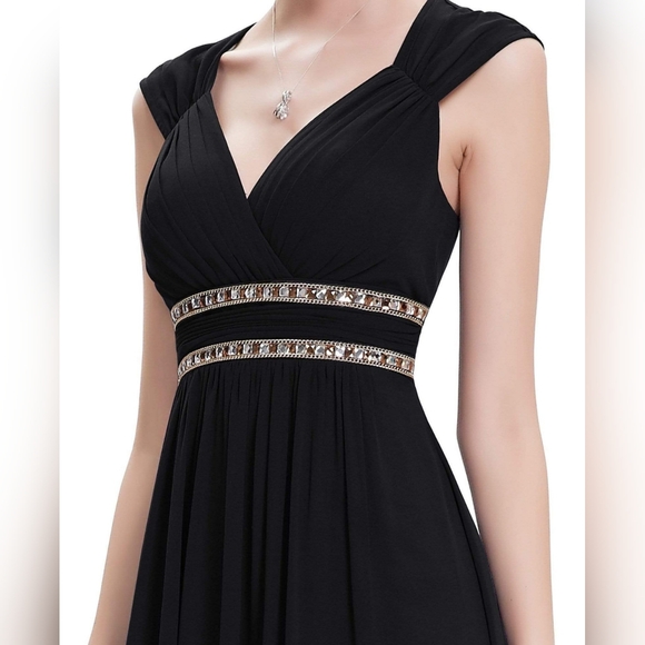 Ever Pretty Chiffon Embellished Rhinestone Zip Cocktail Black Tie Maxi Gown - Picture 10 of 14